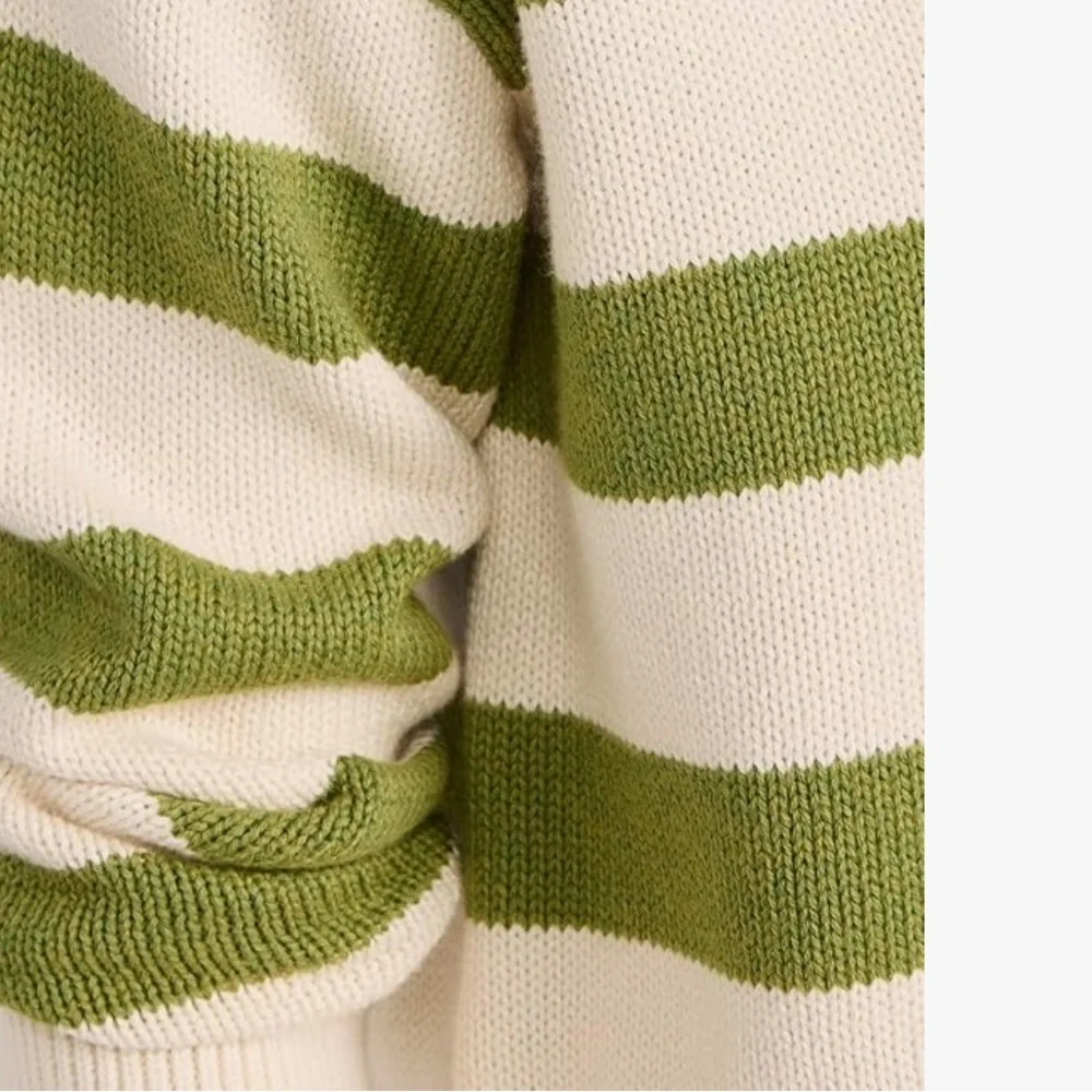 NWT Velvet Women's Lucie Henley Sweater in Cream and Green Stripe size xs
